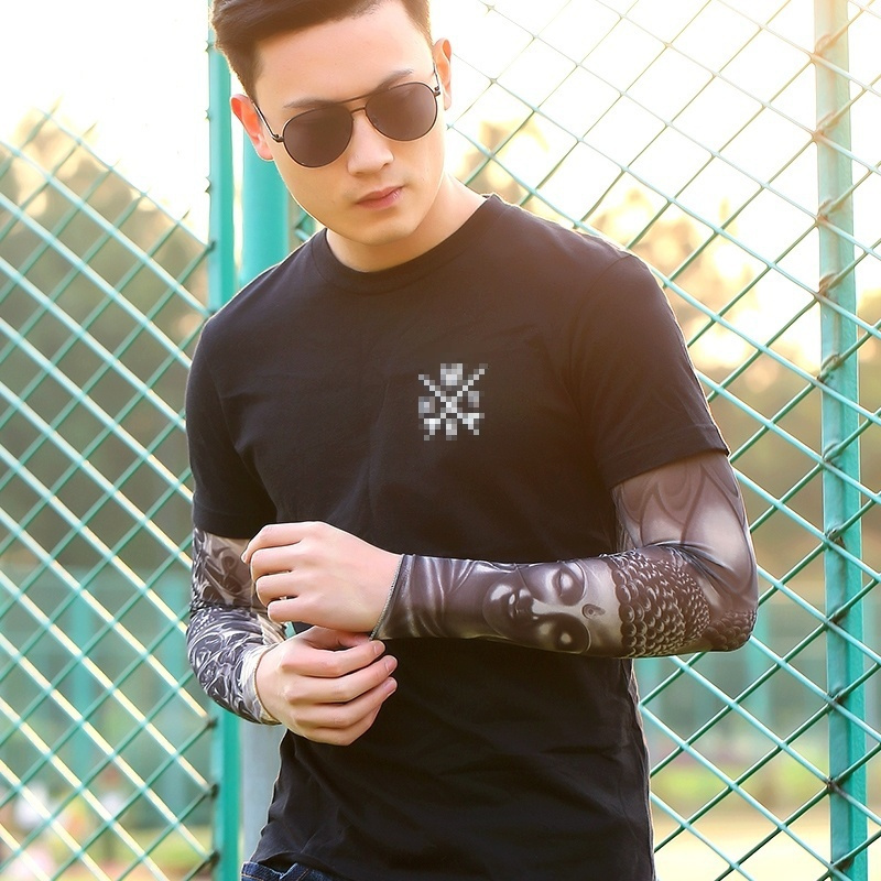 花个性纹身袖手套袖袖手臂男女韩国冰花纹牌夏天护潮臂袖套臂防