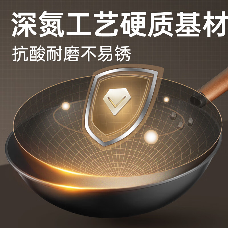炊大皇铁锅家用炒菜锅老式无涂层炒锅熟铁锅燃气煤气灶专用免开锅CG32ZW高清大图