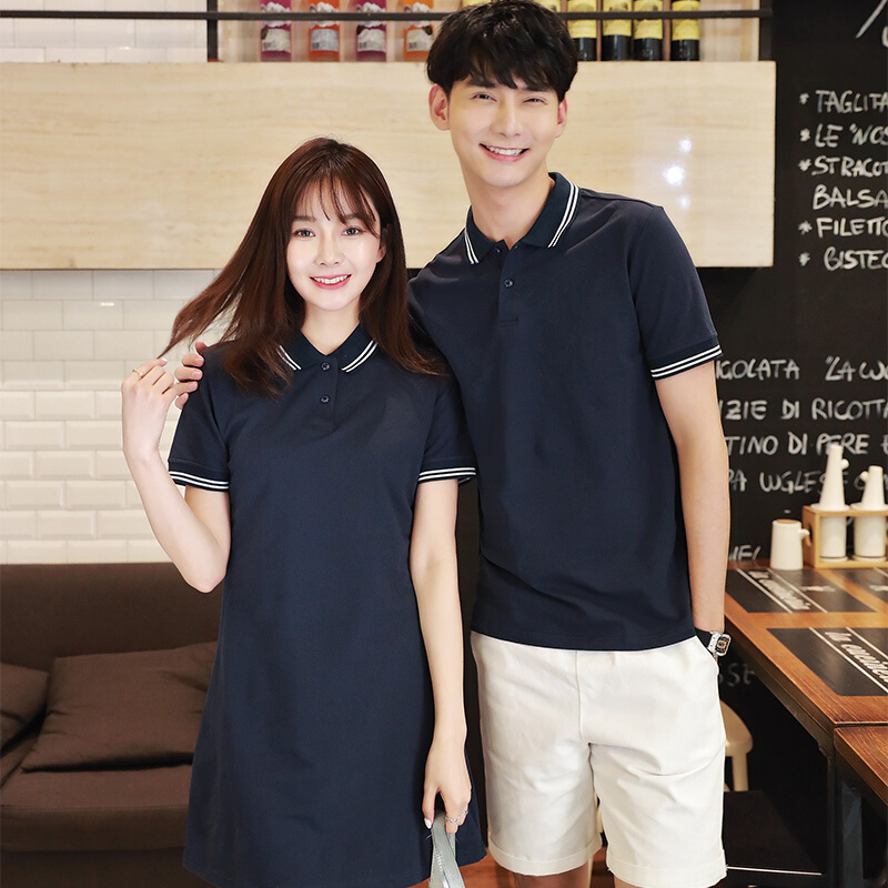 不一样的情侣装夏装2018新款韩版短袖t恤衫男女polo连衣裙子套装
