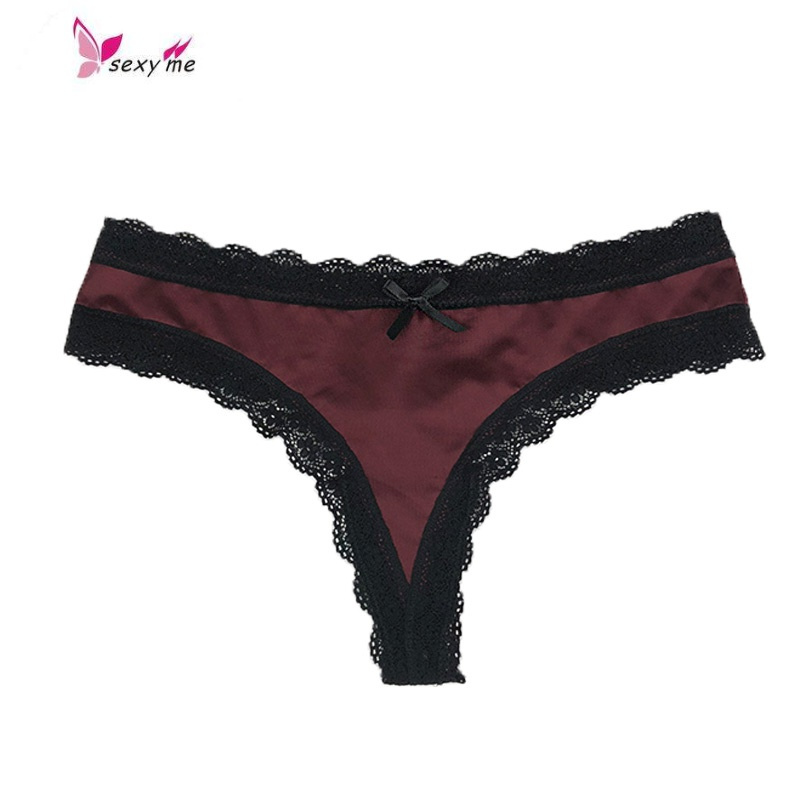 欧美性感蕾丝女士内裤绸缎隐形丁字裤女诱惑fishbasket