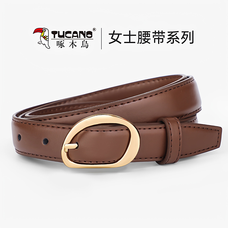 啄木鸟皮带女士真品2025新款配牛仔裤腰带时尚百搭黑色ins女女5高清大图