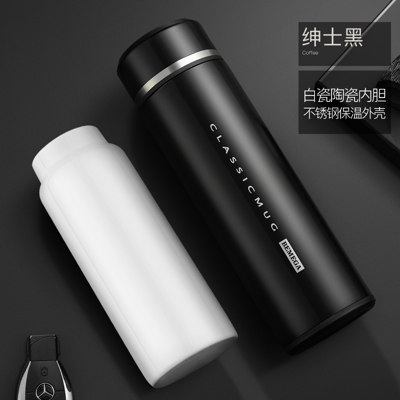 陶瓷内胆保温杯茶水分离泡茶杯男女便携定制水 花茶杯