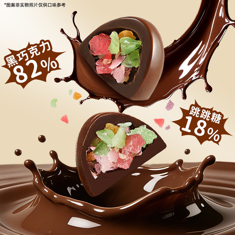 [4盒]跳跳糖黑巧克力可可脂礼盒装办公室解馋小零食送女生礼物糖果可可脂卡健身小零食品舒缓情绪补充能量高清大图