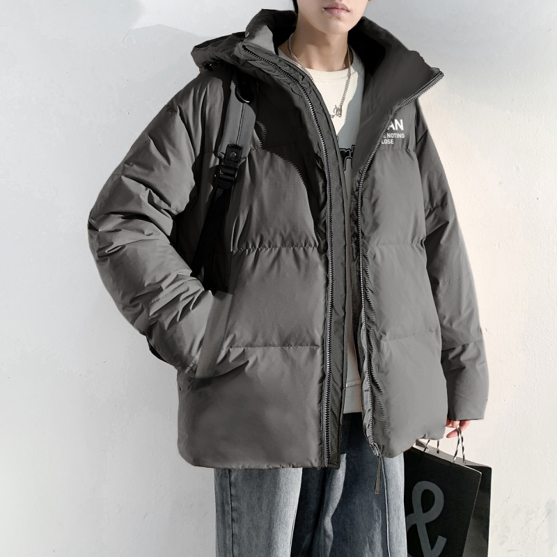 唐狮2024冬季新款羽绒服男连帽短款加厚保暖外套韩版青少年面包服_420 M 深墨灰/C款