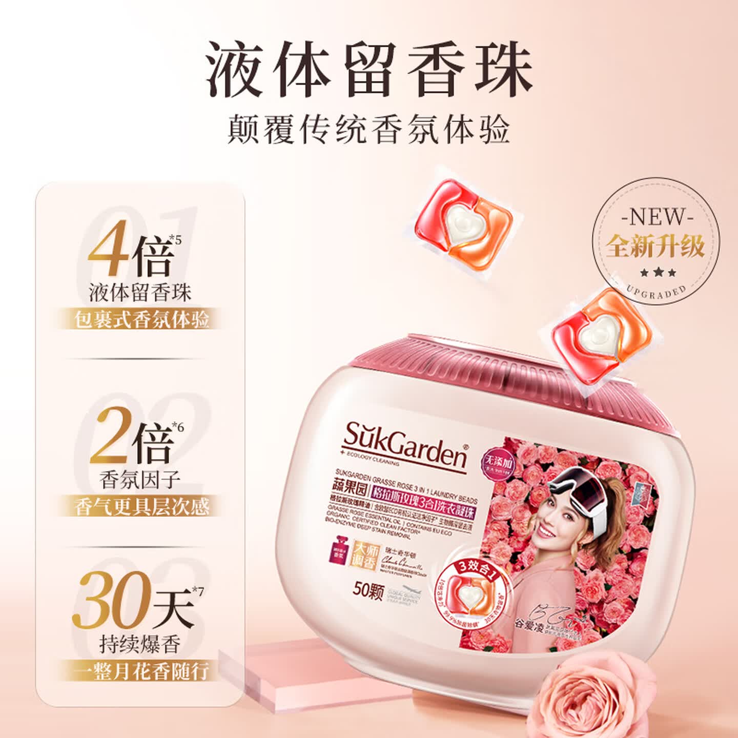 蔬果园(SukGarden)格拉斯玫瑰洗衣液洗衣凝珠套装礼盒 家清洗护大礼包 蔬果园格拉斯玫瑰高端8件套高清大图