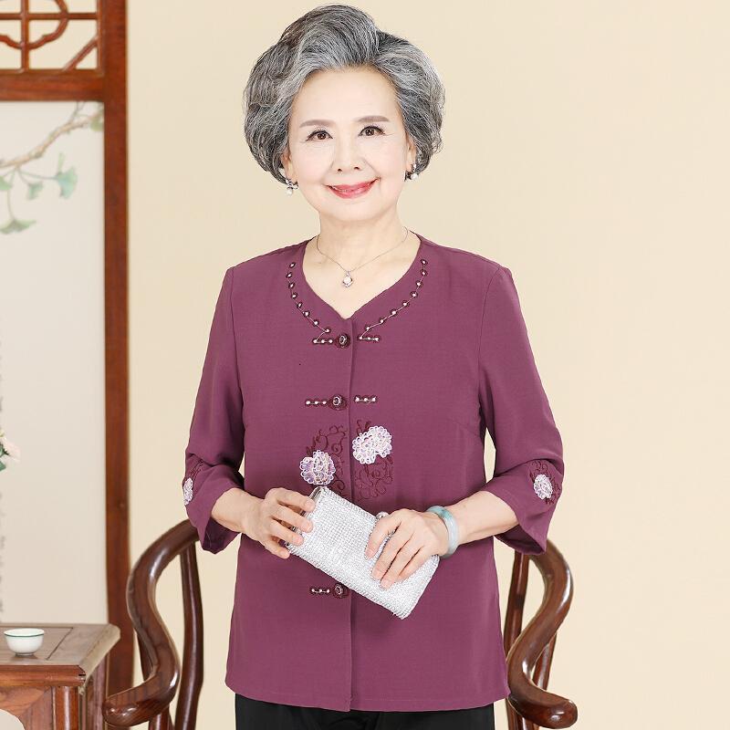 母亲节衣服奶奶装夏装套装60岁妈妈短袖70中老年人女装老人两件套