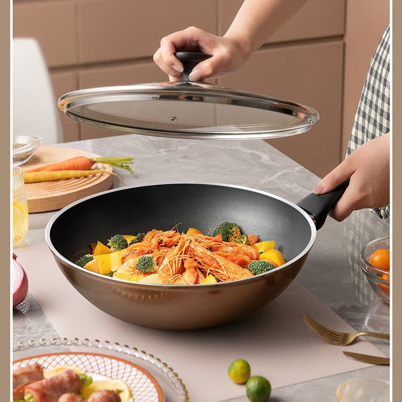 爱仕达锅炒锅不粘锅34cm易洁少油烟加厚复底锅具电磁炉炒菜锅煤气灶专用锅子平底燃气通用不沾平底煎锅大 NWG8334E图片