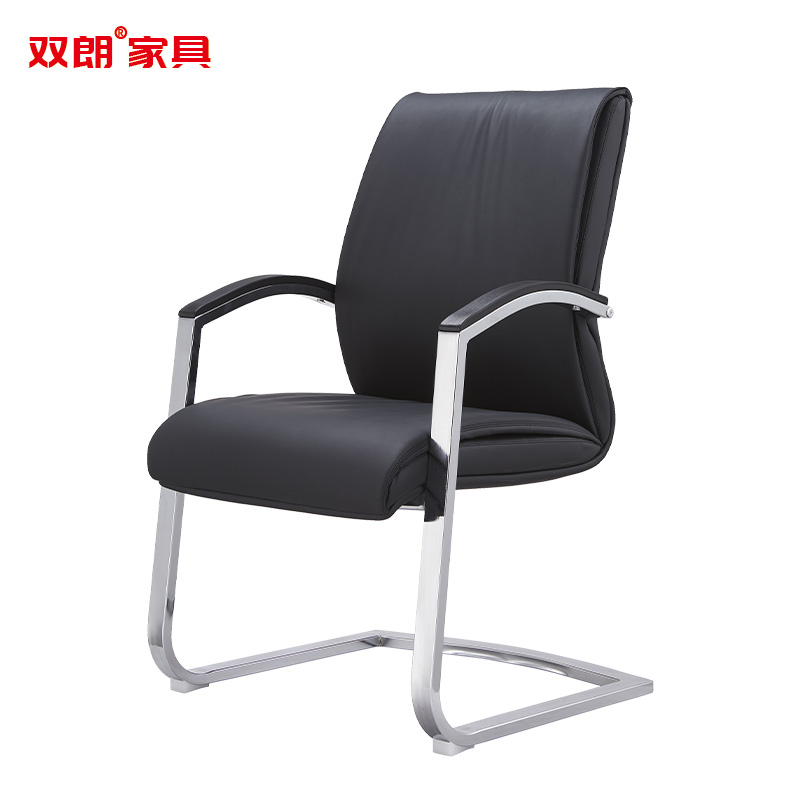 双朗 皮质办公会议椅 SL-092C 630*620*940mm 黑色 把高清大图