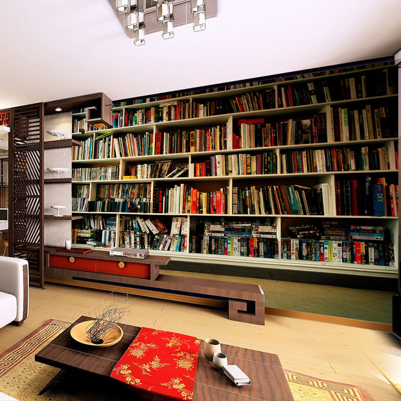 壹德壹墙纸/墙布 无缝3d复古怀旧壁纸书房书架电视墙客厅沙背景墙砖