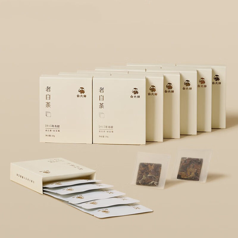 白大师 寿眉小方片福鼎老白茶 闷泡杯补充礼盒装 120g高清大图
