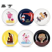 鼎亨限定款日本进口美浓烧陶瓷家用可爱卡通个性印花餐具盘子早餐