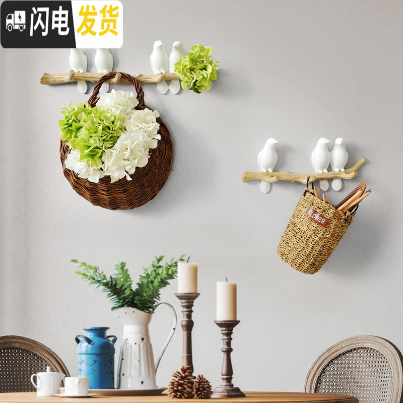 三维工匠简约北欧立体小鸟挂钩创意玄关进后房间墙上装饰挂衣钩钥匙架 1只鸟蓝色(1个挂钩)