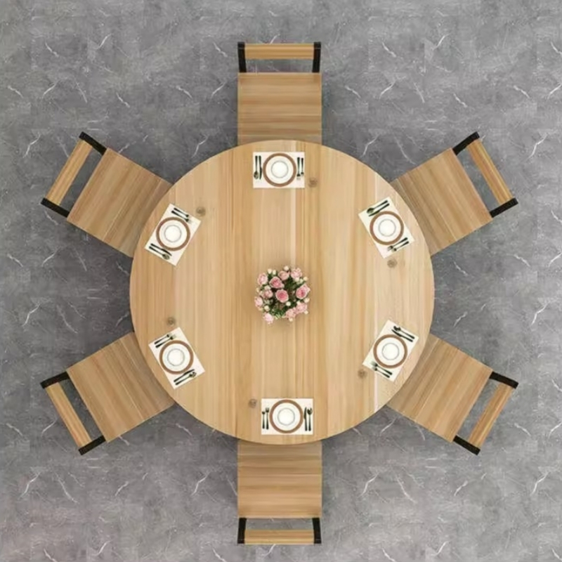 伟樽圆桌餐桌110*110*74cm+椅子*6套高清大图