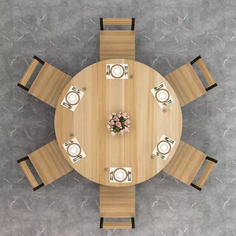 伟樽圆桌餐桌110*110*74cm+椅子*6套图片