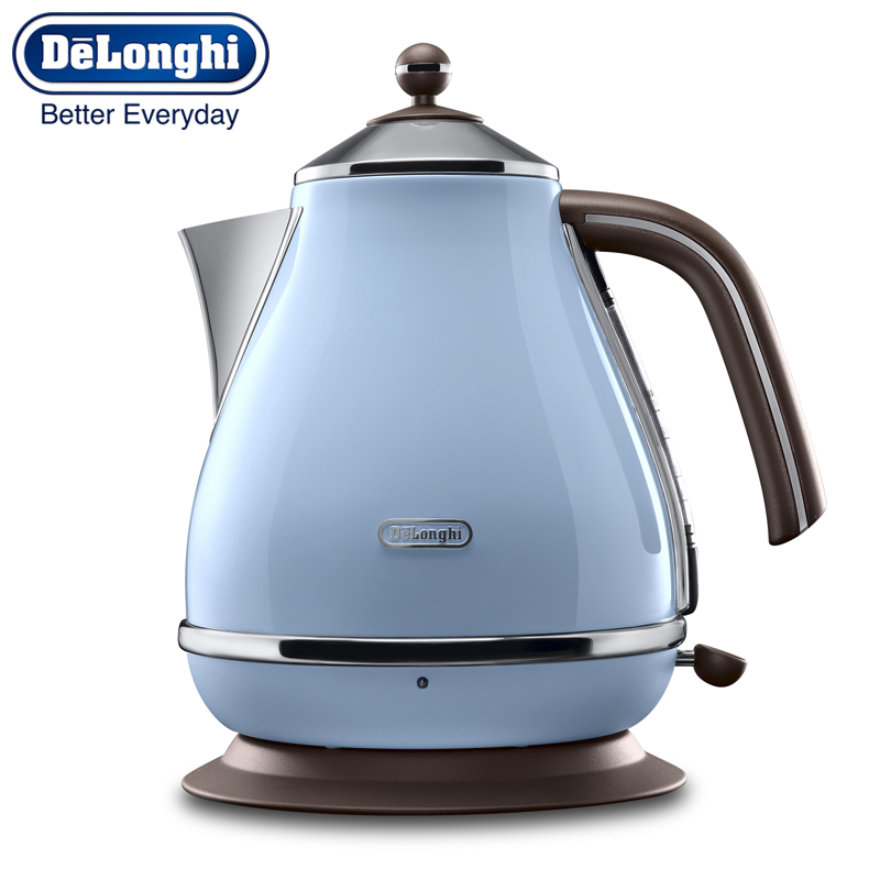 德龙(DeLonghi) 电水壶 KBO2001海洋蓝 304不锈钢1.7升大容量 过滤网自动断电意式复古电热水壶烧水壶