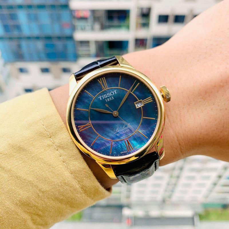 天梭tissot钻石珍珠母贝表盘彩绘泼墨盘机械表男女情侣款手表时尚百搭