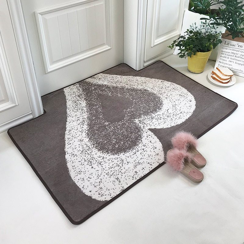 家柏饰(CORATED)北欧地毯垫进入户地垫家用口厅防滑吸水脚垫简约现代定制 卡其色爱心定制02款 100*140厘米