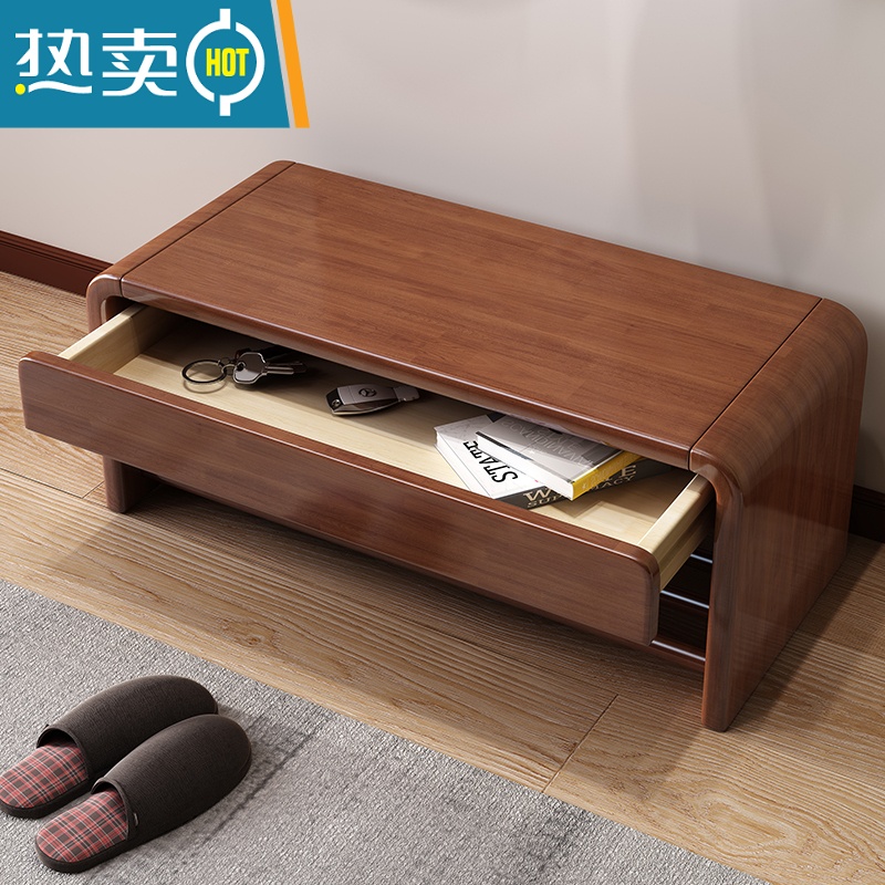 敬平实木换鞋凳鞋架一体家用门口入户可坐式带抽箱收纳鞋凳坐凳穿鞋凳高清大图