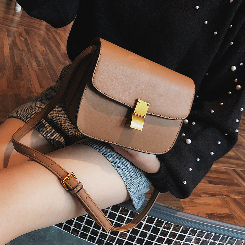 小包包女2018新款时尚锁扣小方包豆腐包春季大气百搭单肩斜挎包潮