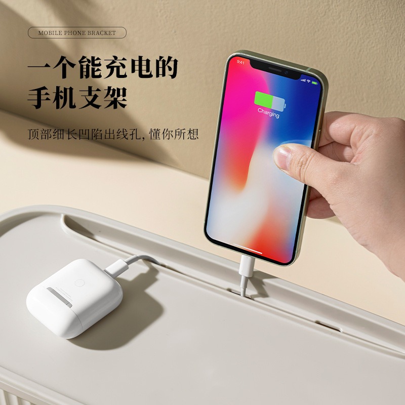 华普思数据线充电线隐藏收纳盒 电源排插收线盒桌面插座电线理线盒米色黄色撞色35*15*13.5CM高清大图