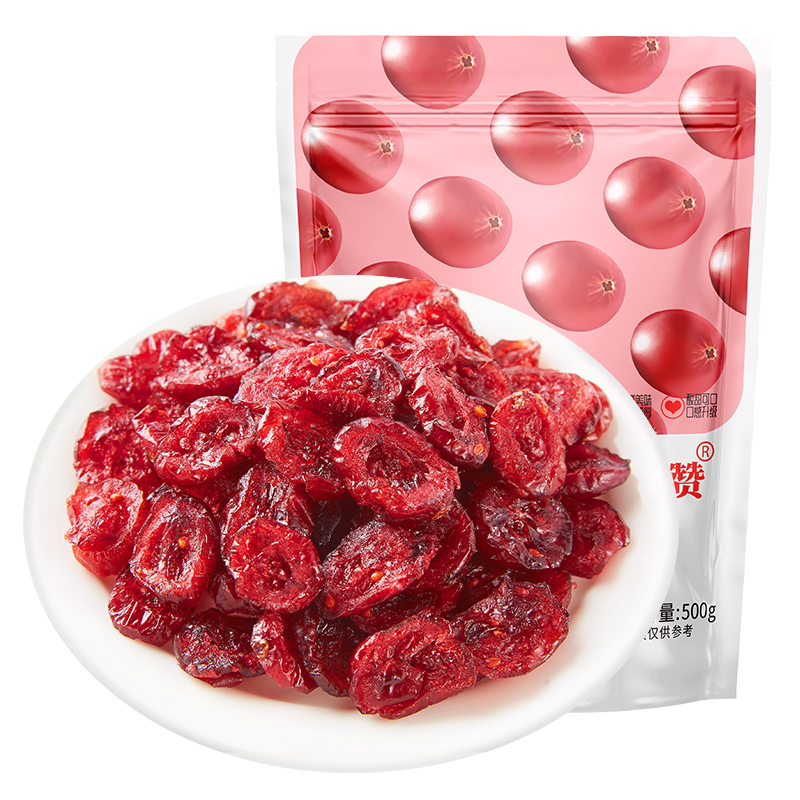 [满199减125元]比比赞蔓越莓干500g水果干蜜饯果脯干网红零食小吃休闲食品