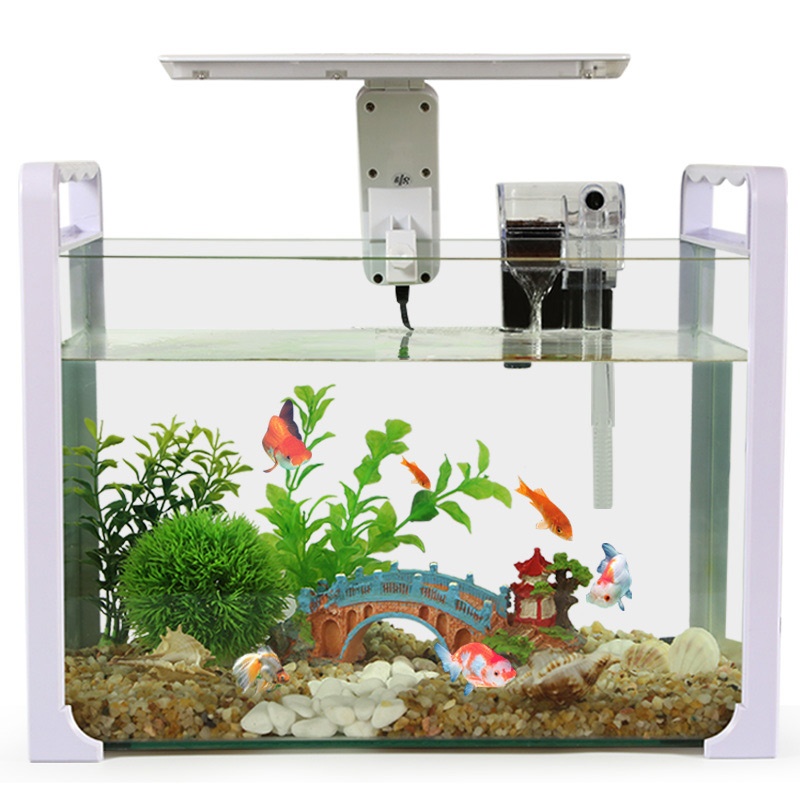 小型迷你鱼缸水族箱 手提生态办公室桌面玻璃热带金鱼缸乌龟缸高清大图