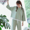 韩版睡衣女春秋长袖白圆点学生可爱清新少女卡通两件套装家居服