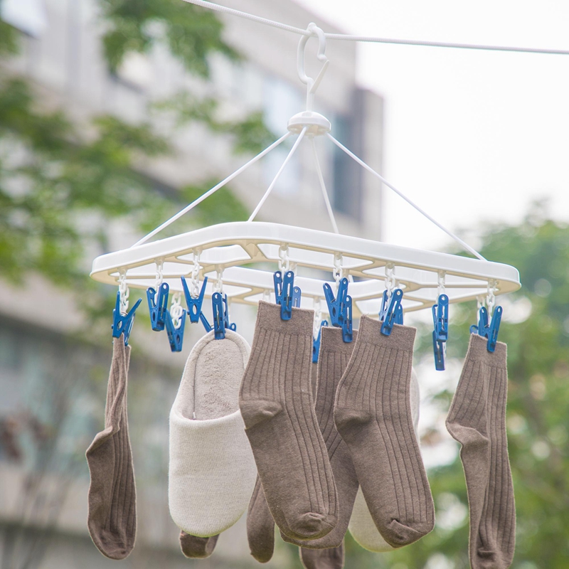 茶花 大号长方型晒衣架(24夹)24夹/套高清大图