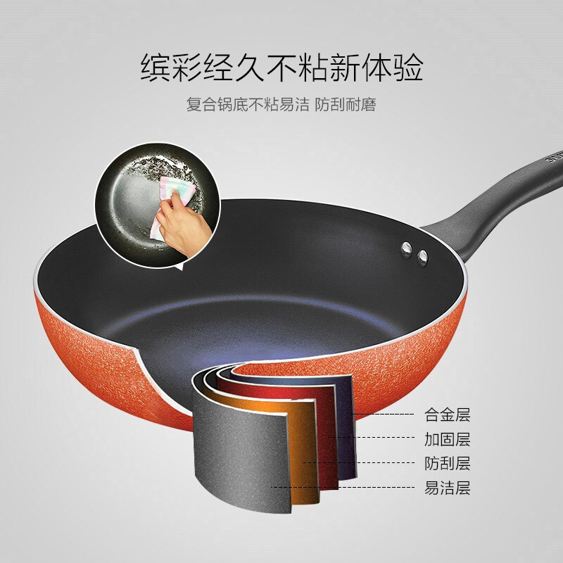 苏泊尔(SUPOR)钛耐磨少油烟不粘锅煎炒锅 加厚双层耐磨耐用不粘平底锅 电磁炉燃气通用 26cmPJ26RA1高清大图