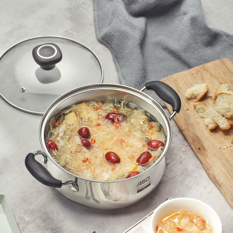 爱仕达(ASD)汤锅304不锈钢锅家用燃气电磁炉通用20CM加厚煮锅韩国泡面锅小拉面锅宝宝辅食锅炖锅 TS20B1WG图片