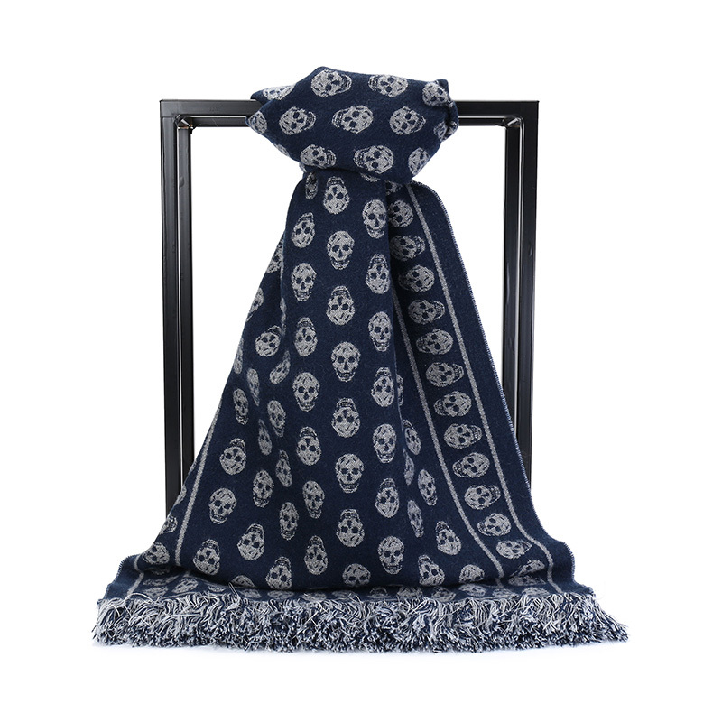 ALEXANDER MCQUEEN 亚历山大·麦昆 女士黑色红色纯羊毛流苏围巾黑色 358929 3A81Q 4063