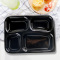优橙一次性打包盒黑色塑料餐盒四格五格外卖快餐饭盒长方形外卖盒 四格餐盒400套/箱(凸盖)