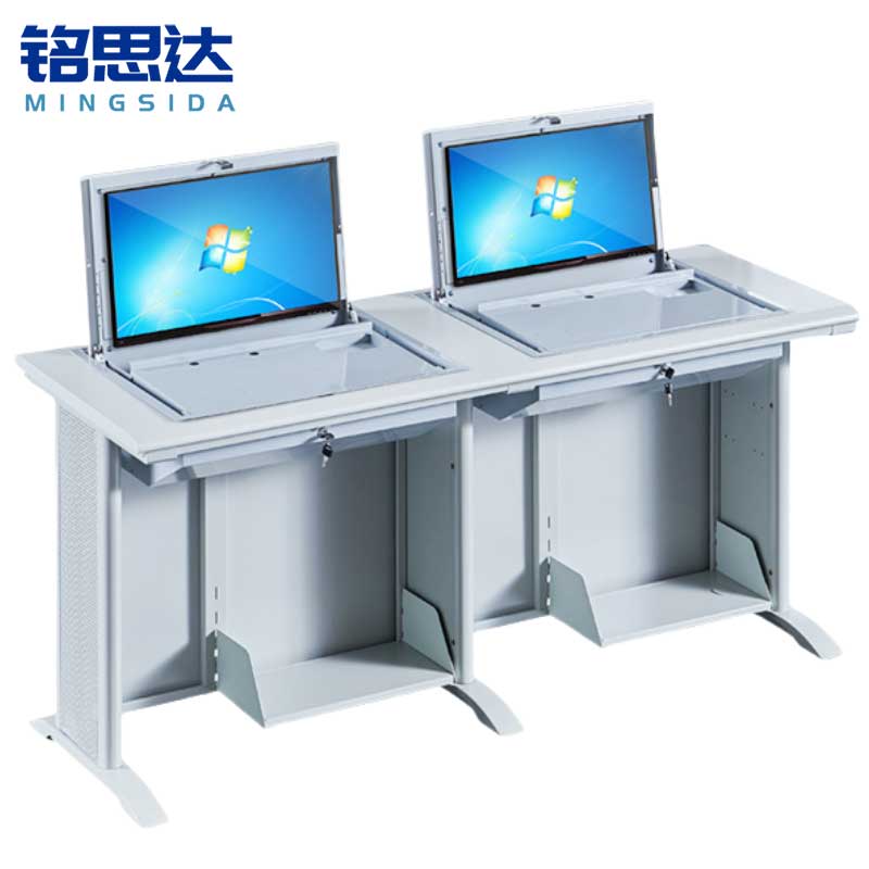 铭思达翻转电脑桌双人位张高清大图