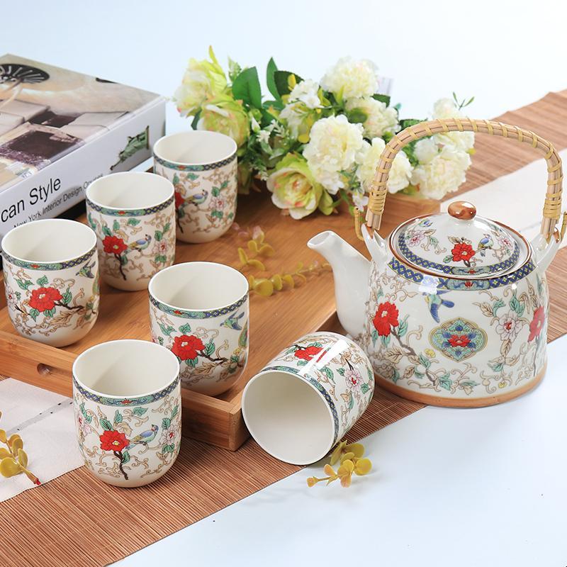 景德镇陶瓷家用茶具套装瓷器提梁茶壶茶杯套装一壶6杯套装礼品