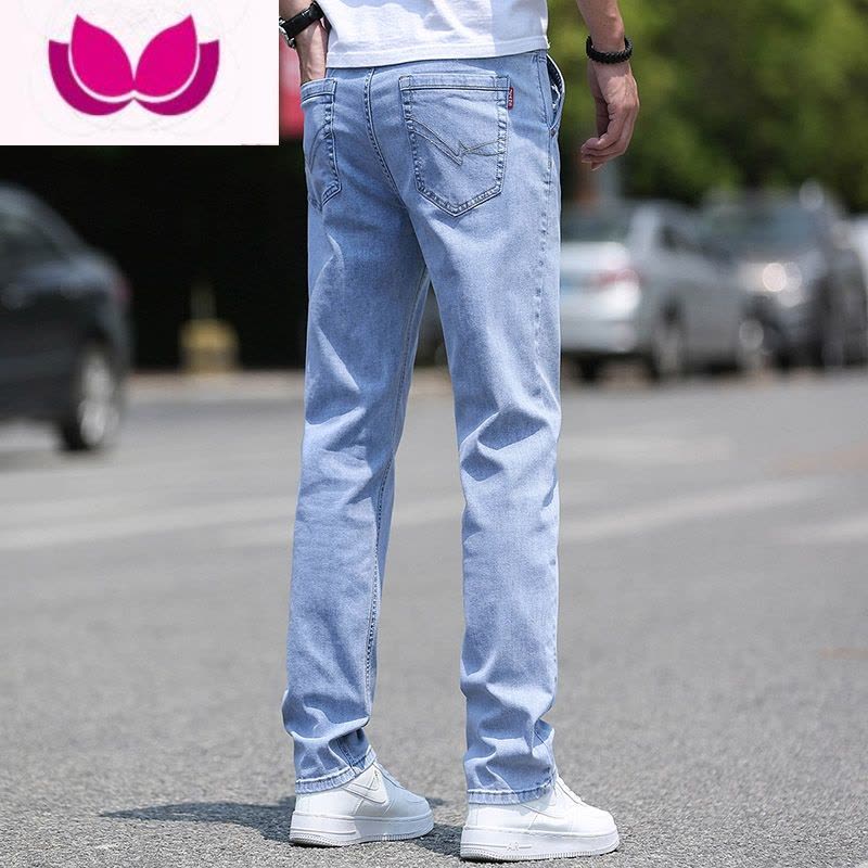 七斓2023春季男士牛仔裤男商务宽松直筒裤子男潮牌弹力夏休闲长裤图片