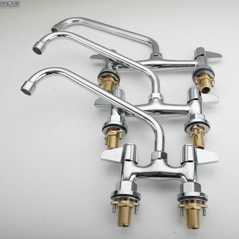 全铜酒店专用星盆冷热水龙头 商用龙头3号 20厘米安装孔距铜龙头高清大图