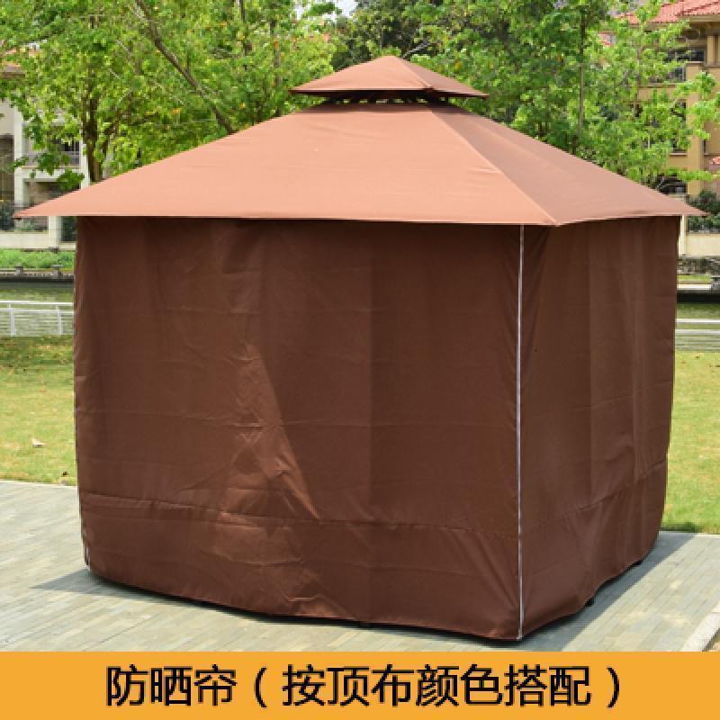 森美人户外凉亭小木屋别墅庭院铁艺亭子工地茶水亭室外四角亭防腐木凉亭 防晒围布