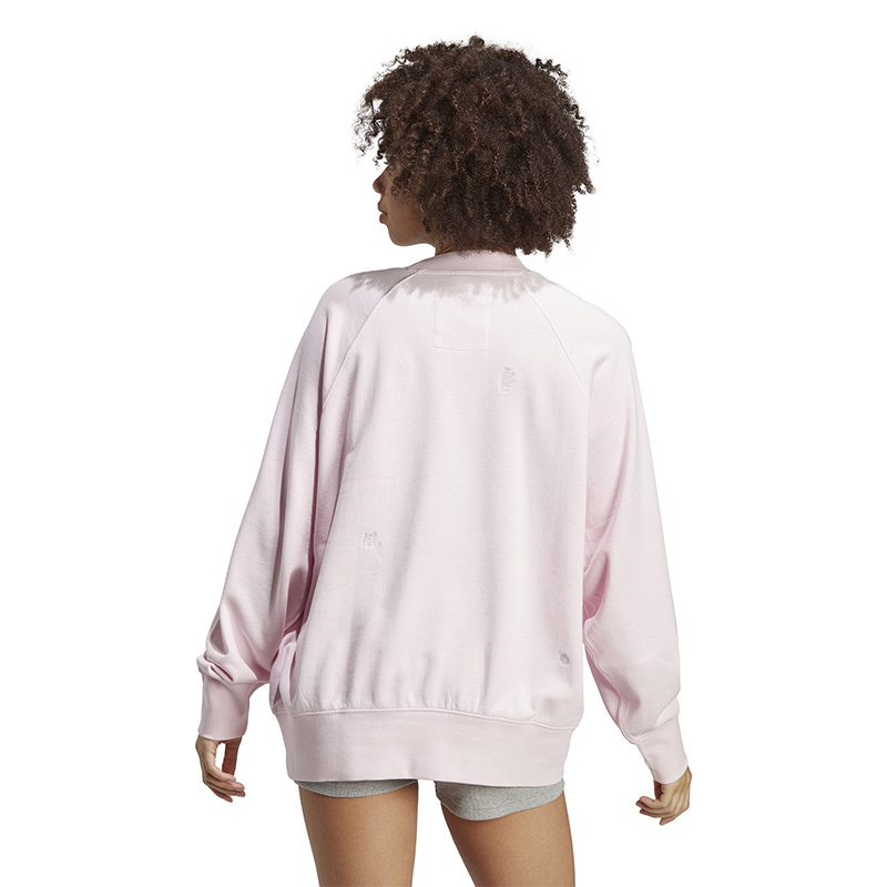 adidas BLUV Q1 SWT 字母Logo刺绣圆领套头长袖卫衣 女款 粉红色 IC0812
