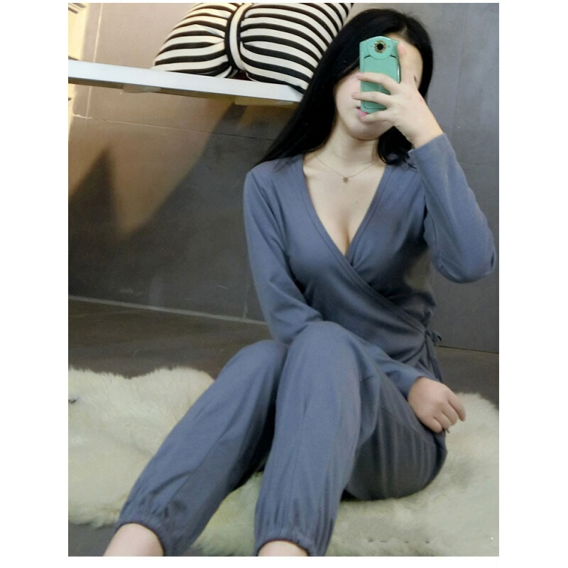 波迷娜(BOMINA)和服秋装睡衣女秋季季纯棉甜美长袖套装可外穿秋款韩版两件套
