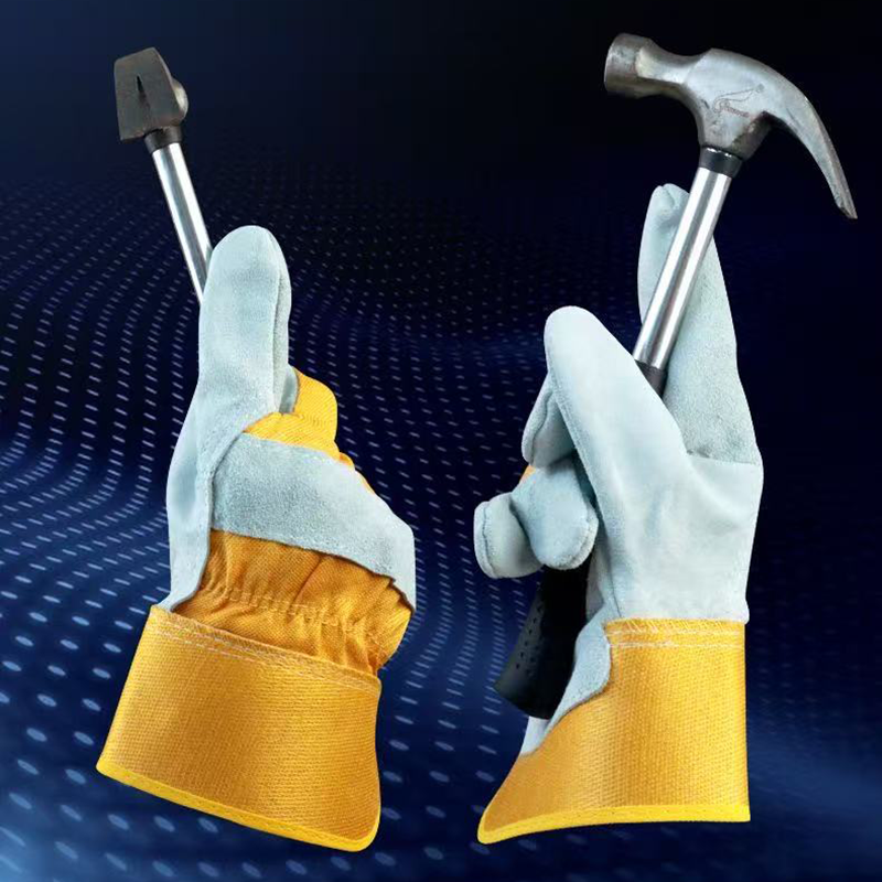 惠铁 柔软牛皮焊工烧焊劳保手套 短款 双高清大图