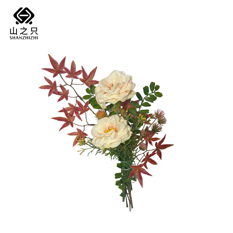 山之只 仿真茶玫创意花束(不含花器) MZ0189 束