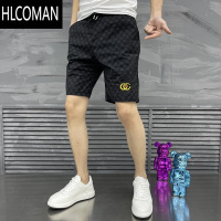 HLCOMAN夏季新款潮牌轻奢时尚潮流印花沙滩五分速干男士薄款百搭休闲短H 2XL135-150 K215黑色