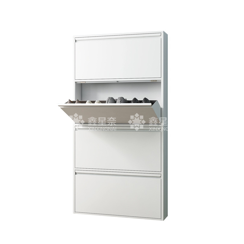 鑫星奈XXN4022021 钢制翻斗鞋柜简约现代收纳柜白色四斗