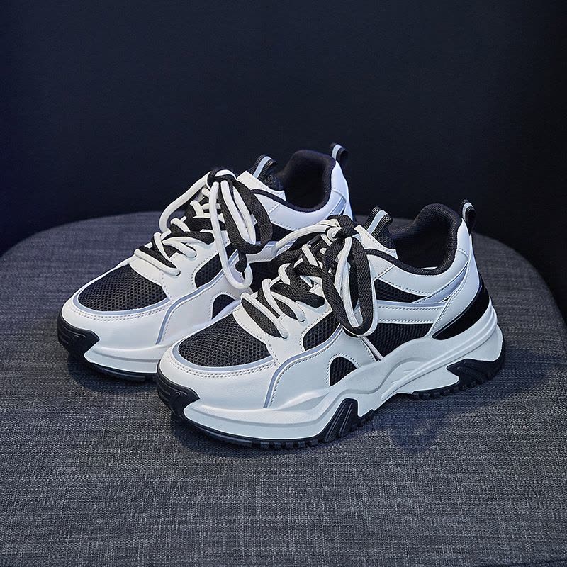 时言(SHIYAN)老爹鞋女2024秋冬新款韩版女士休闲鞋潮流厚底增高运动鞋女图片