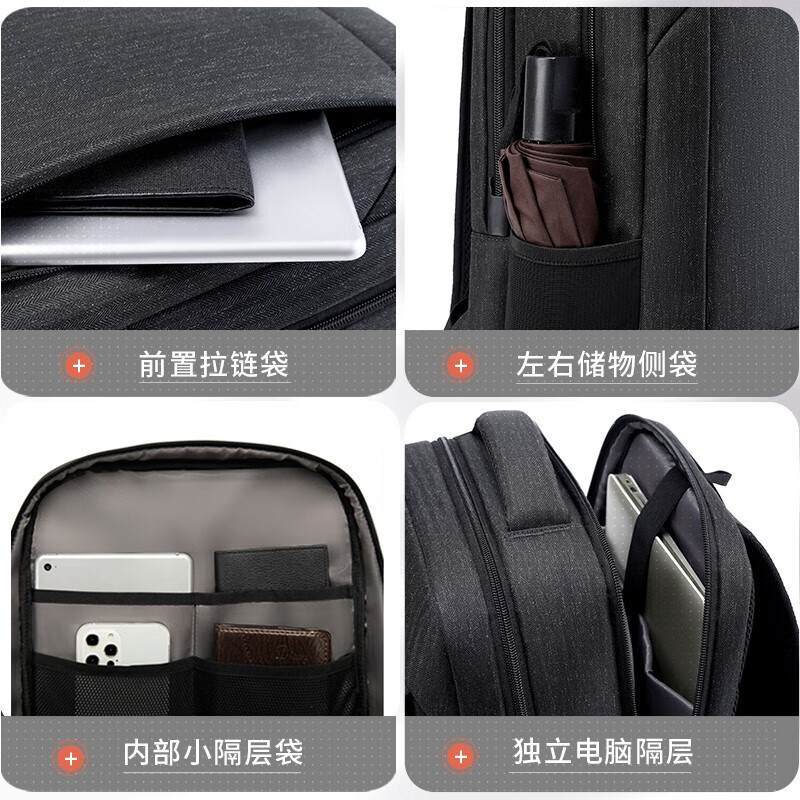 维多利亚旅行者轻奢商务通勤笔记本电脑包双肩包USB充电口背包9016 15.6英寸高清大图