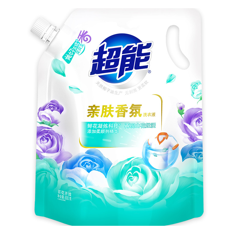 超能亲肤香氛洗衣液800g*2+1kg+2kg鲜花凝炼科技再现山花烂漫添加柔顺剂精华衣物柔顺芬香纵享百花齐放
