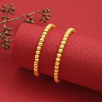 吉音黄金 黄金转运珠足金路路通光面金珠路路通金珠散珠