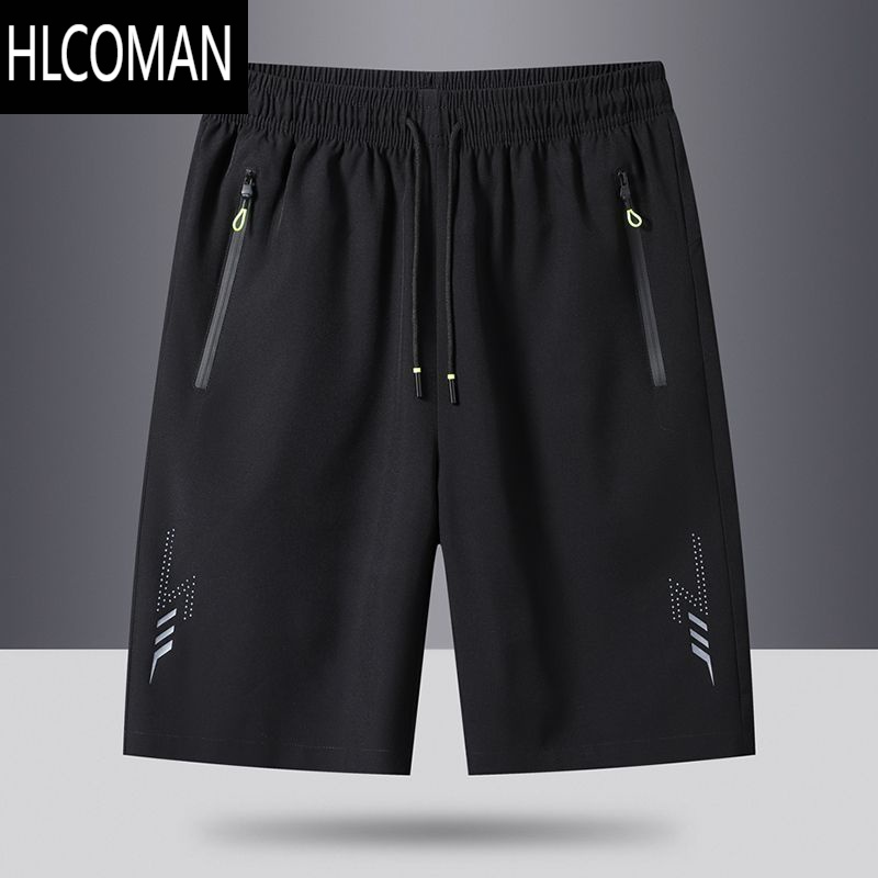 HLCOMAN男士夏季速干裤休闲五分裤冰丝高弹力短裤男肥佬裤加大码运动中裤高清大图