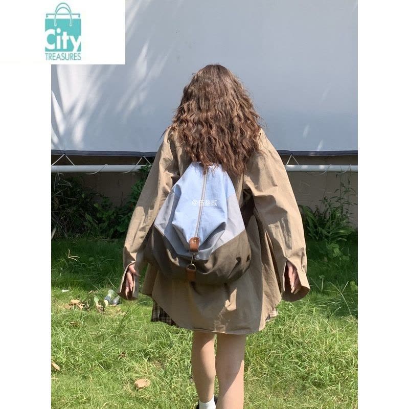 BANGDOU伍叁贰美式复古包双肩包女2024新款书包女大学生骑行背包大容量包图片