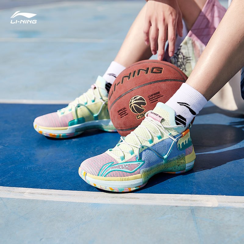 李宁闪击6篮球鞋男圣诞减震实战篮球鞋中帮透气专业运动鞋abap071